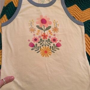 NATURAL LIFE Floral Tank Top - Cream with Multicolor Design
